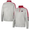 Colosseum Men's  Gray, Scarlet Ohio State Buckeyes Bushwood Fleece Quarter-zip Jacket In Gray