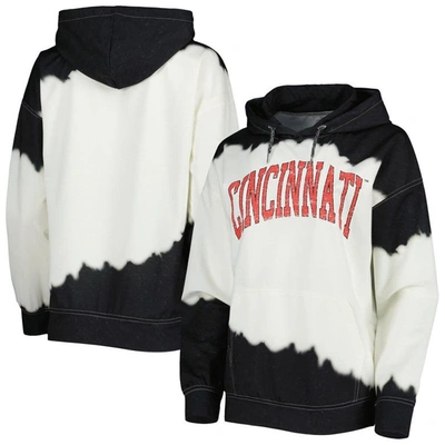 GAMEDAY COUTURE GAMEDAY COUTURE WHITE/BLACK CINCINNATI BEARCATS FOR THE FUN DOUBLE DIP-DYED PULLOVER HOODIE