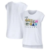 Wear By Erin Andrews White Green Bay Packers Greetings From Muscle T-shirt In White