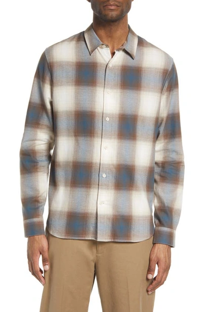 Vince Redondo Classic Fit Plaid Cotton Button-up Shirt In Carmel Teal