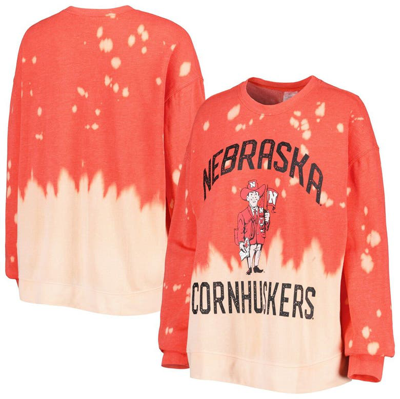 Gameday Couture Scarlet Nebraska Huskers Twice As Nice Faded Dip-dye Pullover Sweatshirt In Red
