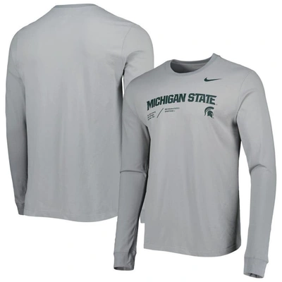 Nike Gray Michigan State Spartans Team Practice Performance Long Sleeve T-shirt