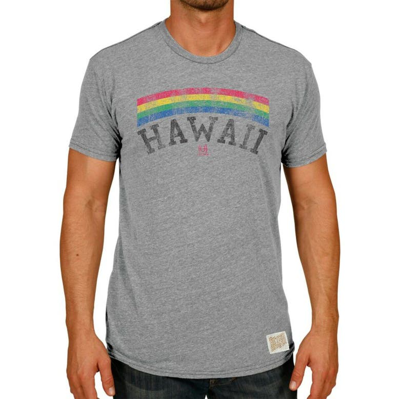 Retro Brand Original  Heather Grey Hawaii Warriors Vintage Rainbow Tri-blend T-shirt