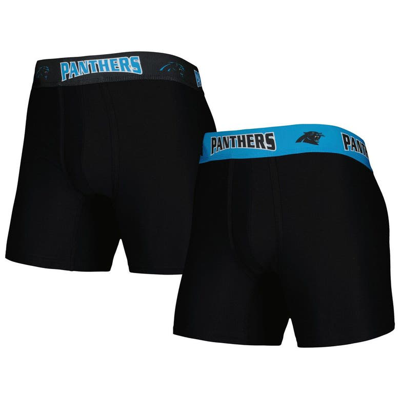 Concepts Sport Men's  Black, Blue Carolina Panthers 2-pack Boxer Briefs Set In Black,blue