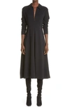 Co Long-sleeve Midi Shirtdress In Black