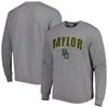 Colosseum Heathered Gray Baylor Bears Arch & Logo Pullover Sweatshirt In Heather Gray