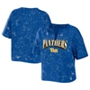 Wear By Erin Andrews Royal Pitt Panthers Bleach Wash Splatter Notch Neck T-shirt In Royal