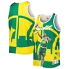 Mitchell & Ness Men's  Shawn Kemp Green, Gold Seattle Supersonics Sublimated Player Tank Top In Green