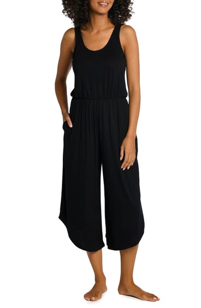 La Blanca Draped Wide Leg Cover-up Jumpsuit In Black