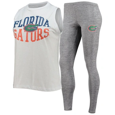 Concepts Sport Women's  Charcoal And White Florida Gators Tank Top And Leggings Sleep Set In Charcoal,white