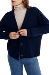 Madewell Cameron Ribbed Crop Cardigan In Deep Indigo