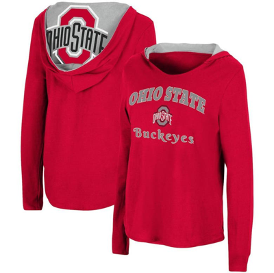 Colosseum Women's Scarlet Ohio State Buckeyes Catalina Hoodie Long Sleeve T-shirt