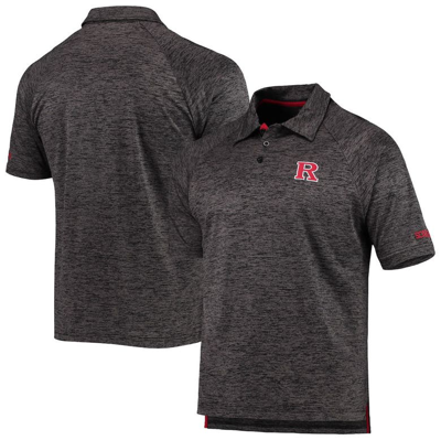 Colosseum Heathered Black Rutgers Scarlet Knights Down Swing Raglan Polo