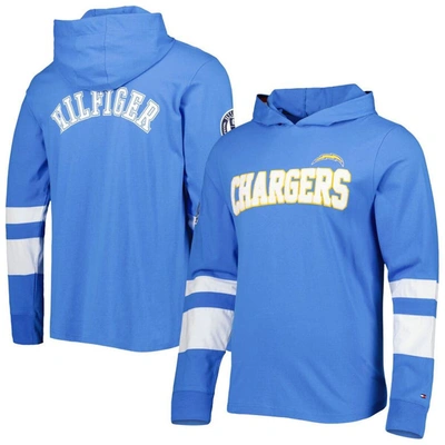 TOMMY HILFIGER TOMMY HILFIGER POWDER BLUE/WHITE LOS ANGELES CHARGERS ALEX LONG SLEEVE HOODIE T-SHIRT