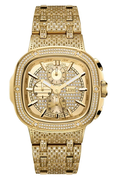 Jbw Heist Diamond Bracelet Chronograph Watch, 45mm In 18k Gold