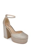 Jewel Badgley Mischka Giada Platform Pump In Gold Glitter