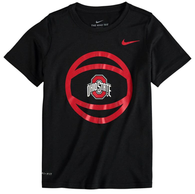 Nike Kids' Youth  Black Ohio State Buckeyes Basketball And Logo Performance T-shirt