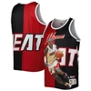 Mitchell & Ness Men's  Dwyane Wade Black And Red Miami Heat Sublimated Player Tank Top In Black