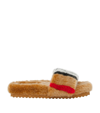 BURBERRY KIDS FAUX FUR HOCKLEY SLIDES