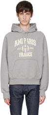 Ami Alexandre Mattiussi France Logo-print Cotton-jersey Hoodie In Grey