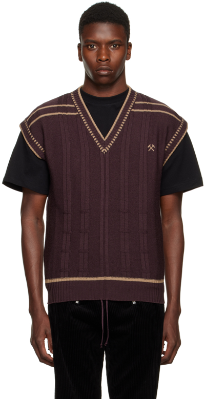 Gmbh Ruched Sleeveless Sweater In Burgundy