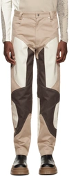 Gmbh Patchwork Pants In Cotton And Vinyl In Beige,brown