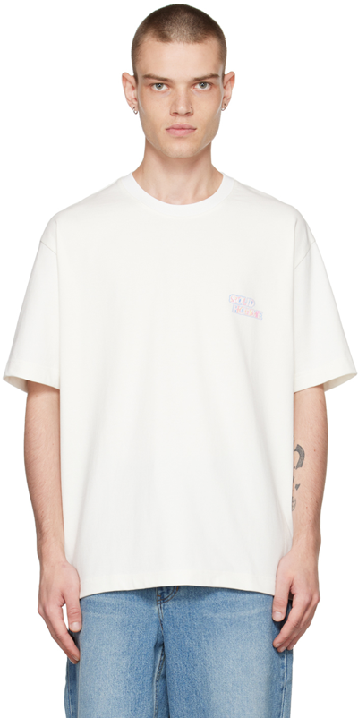 Solid Homme White Printed T-shirt In 703w White