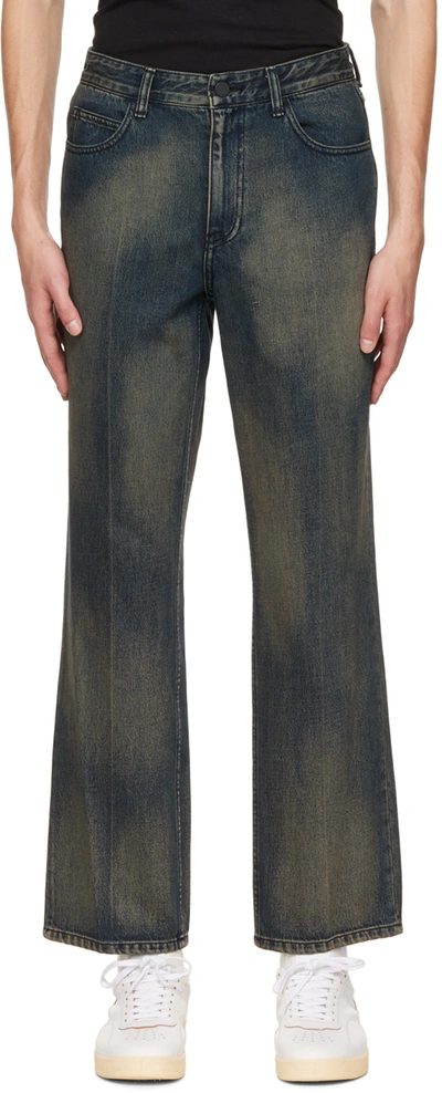 Solid Homme Blue Washed Jeans In 407n Navy