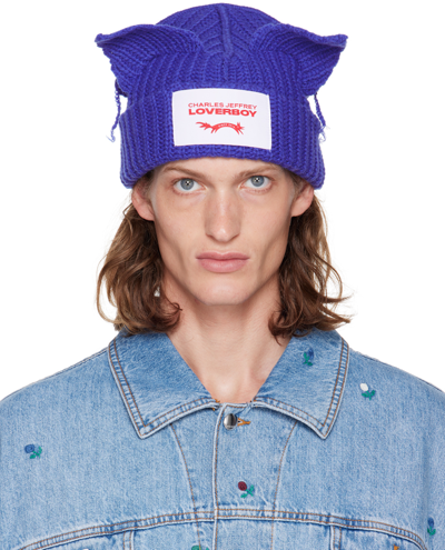 CHARLES JEFFREY LOVERBOY BLUE CHUNKY EARS BEANIE 