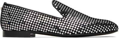Versace Black & Silver Studded Loafers In 2b060 Nero+argento