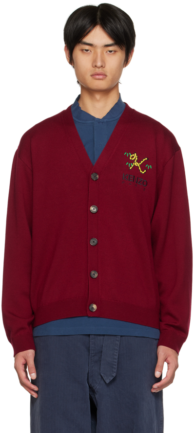 Kenzo Crest-logo Button-up Cardigan In Red