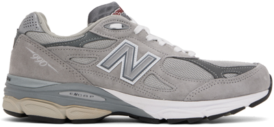 New Balance Gray Made In Usa 990v3 Core Sneakers In Grey With White