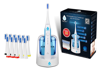 Pursonic Sonic Smartseries Electronic Power Rechargeable Battery Toothbrush With Uv Sanitizing Function, Incl In White