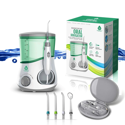 Pursonic Professional Counter Top Oral Irrigator Water Flosser With 3 Nozzles Plus A Bonus Tongue Scraper In Multi