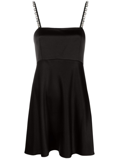 Alice And Olivia Sutton Crystal-embellished Satin Mini Dress In Black