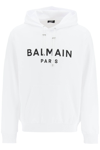 Balmain Logo-print Drawstring Hoodie In White