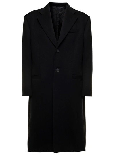 Versace Black Coat In Virgin Wool  Man