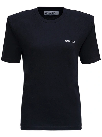 Gaïa Gaïa Black Jersey T-shirt With Padded Shoulder Straps And Logo