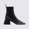 JIL SANDER JIL SANDER BLACK LEATHER SQUARE-TOE 65 ANKLE BOOTS