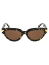 Bottega Veneta Angle Cat-eye Sunglasses In 003 Havana Havana Brown
