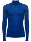 Off-white Helvet Fine Gauge Rib Turtleneck Sweater In Blu