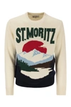 Mc2 Saint Barth Mori Alpes Jumper With Vintage Postcard Print In White