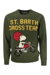 Mc2 Saint Barth Snoopy Enduro Wool And Cashmere Blend Jumper In Green