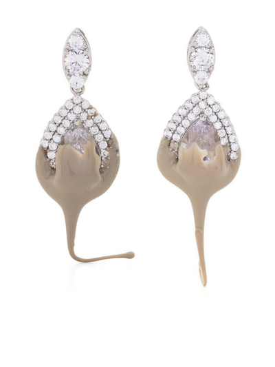 Ottolinger Drip-detail Crystal-drop Earrings In White
