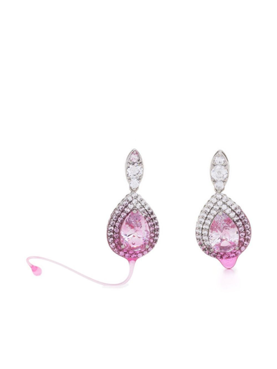 Ottolinger Drip-design Crystal Earrings In Pink
