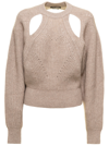 ISABEL MARANT 'PALMA' CUT-OUT BEIGE JUMPER IN WOOL AND CASHMERE WOMAN ISABEL MARANT