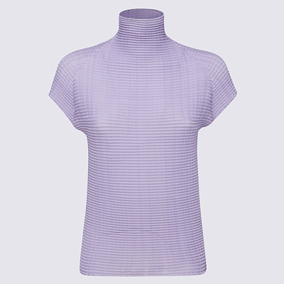 Issey Miyake Textured-effect Roll Neck T-shirt In Light Purple
