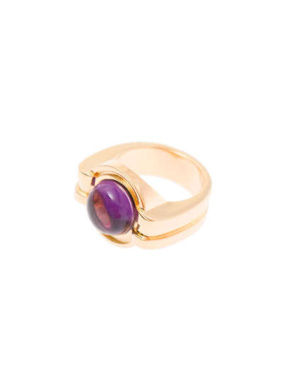Leda Madera Sophia  Gold Plated Brass Rings Wirh Purple Stone Detail  Woman In Not Applicable