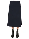 Jil Sander A-line Wool Midi Skirt In Blue