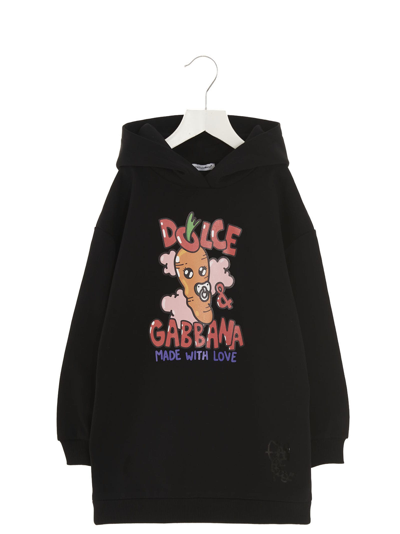 Dolce & Gabbana Kids' Gianpiero Dalessandro Collab Hooded Dress In Black